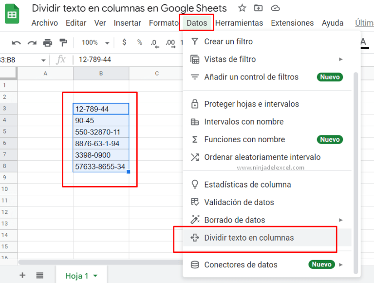 Dividir Texto En Columnas En Google Sheets Ninja Del Excel