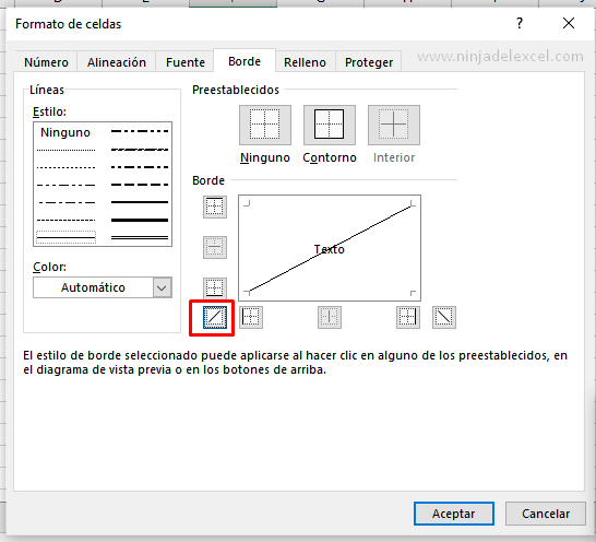 20 Trucos de Excel Agrega una Línea Diagonal en una Celda