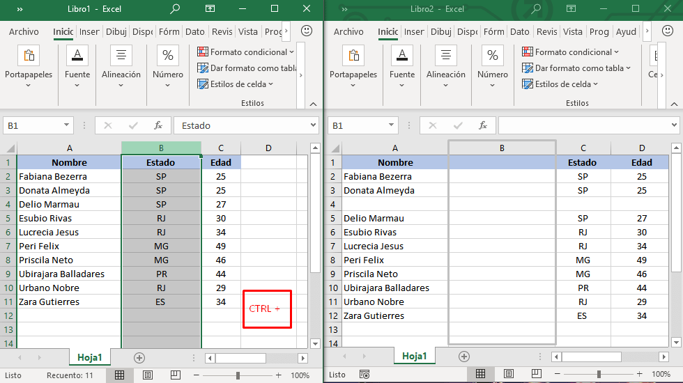 20 Trucos en Excel , Insertar columnas