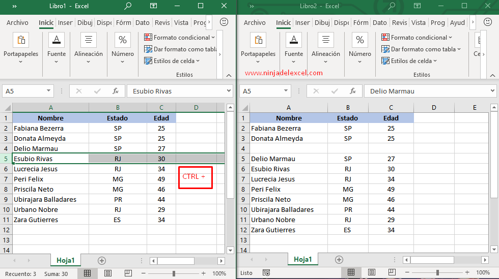 20 trucos en Excel , Insertar líneas