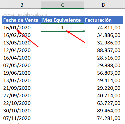 Aprender Función MES en Excel