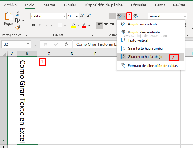 Como Rotar el Texto en Excel en la practica