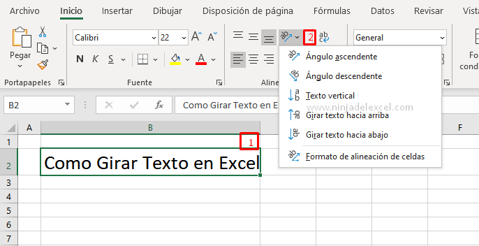 Como Rotar el Texto en Excel