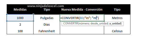 Convertir Medidas en Excel