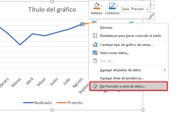Crear Línea de Gráfico Punteado en Excel