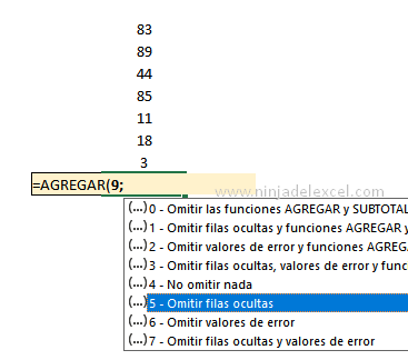 Función Agregar en Excel en la Practica