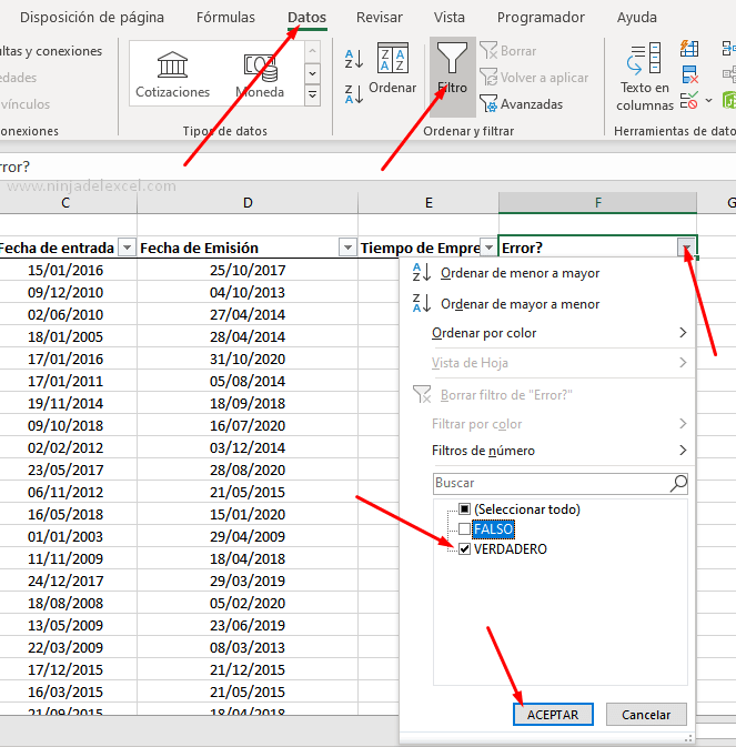 Función ESERROR en Excel en la practica