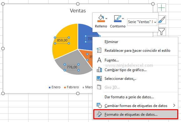 Insertar Porcentaje en el Gráfico en Excel