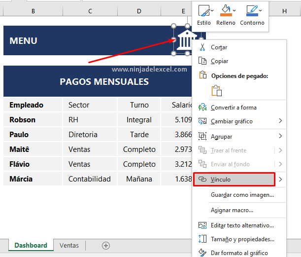 Vinculo o Enlace en Excel a otra Pestaña