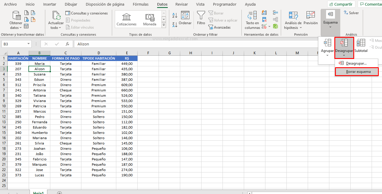 Agrupar Datos en Excel paso a paso