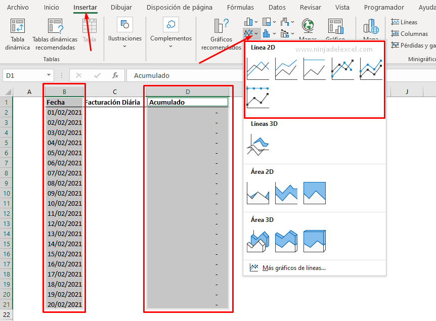 Aprender Gráfico con Evolución Diaria en Excel paso a paso