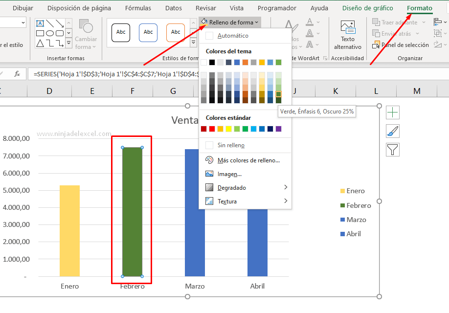 Cambiar el Color de las Columnas del Gráfico en Excel en la practica