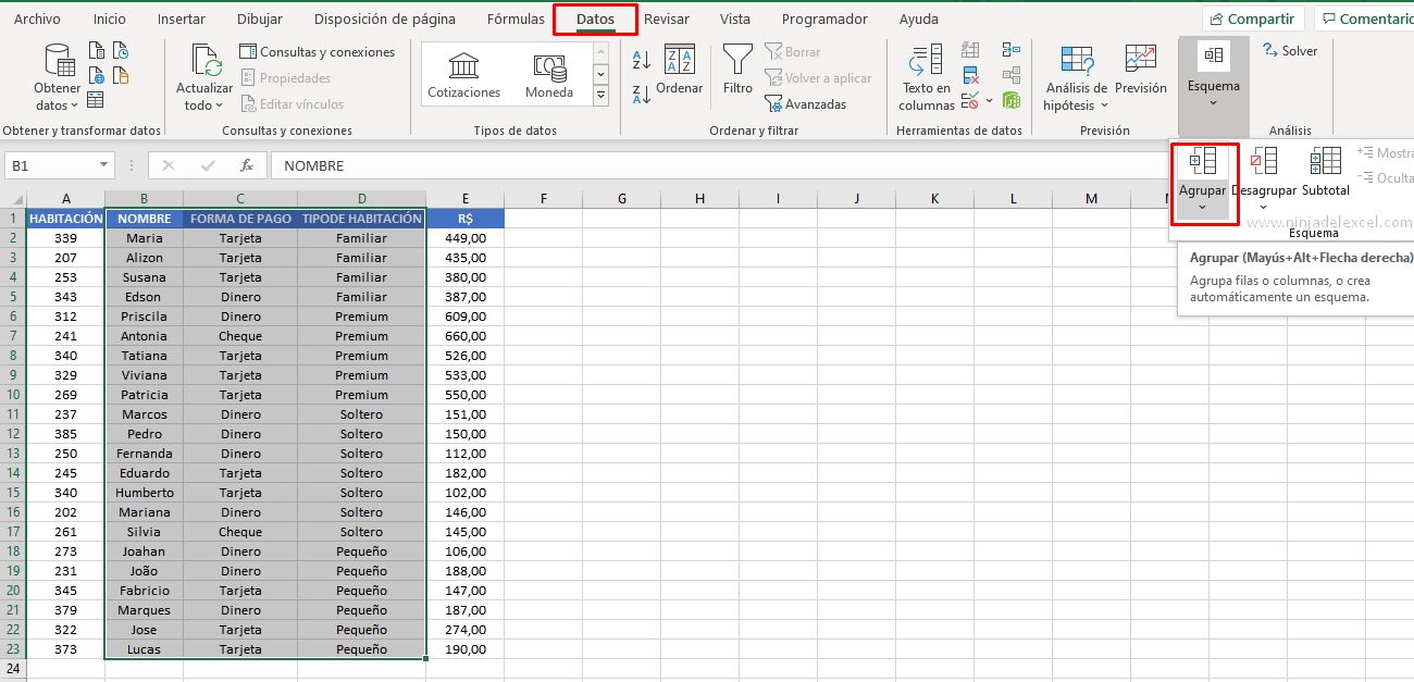 C Mo Agrupar Datos En Excel Esquema Ninja Del Excel