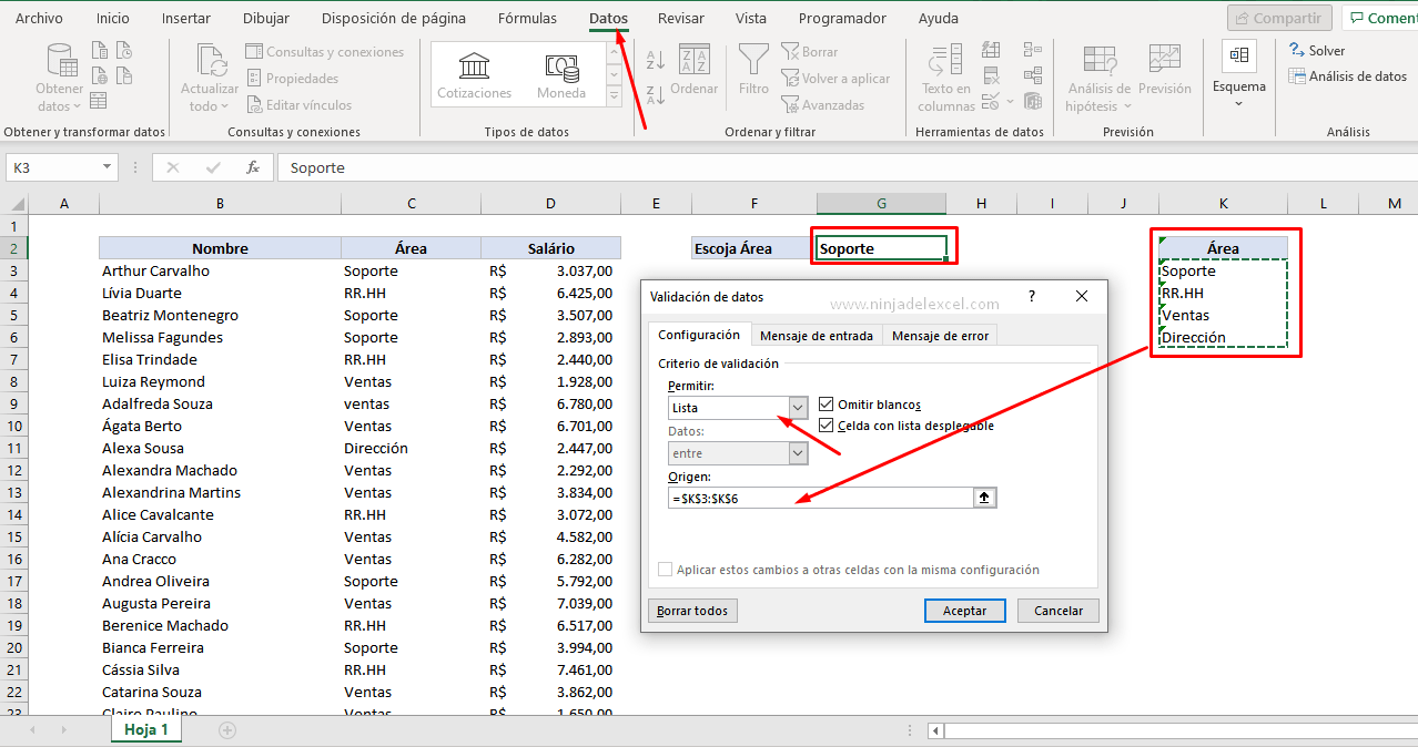 Crear Una Lista Desplegable Sin Repetir en Excel paso a paso
