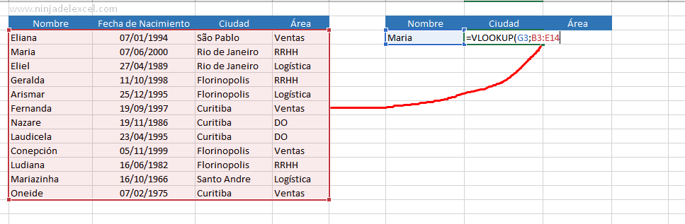 Función VLOOKUP en Excel