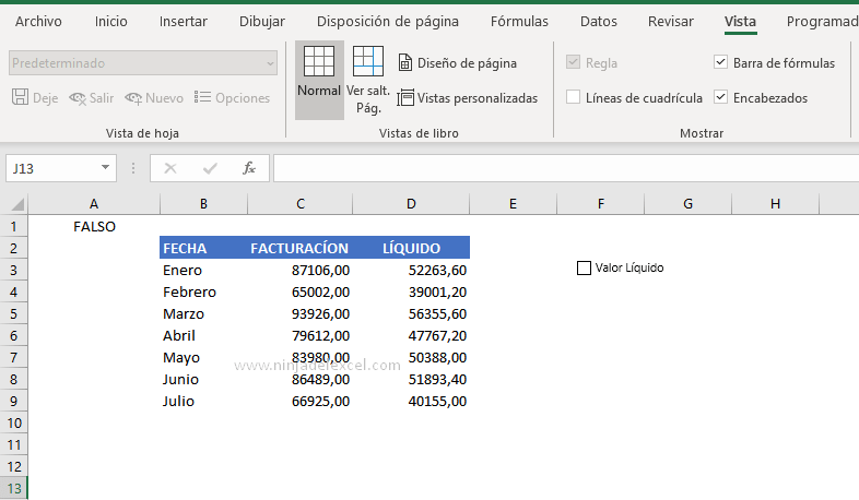 Hoja de Calculo casilla de Verificación en Excel