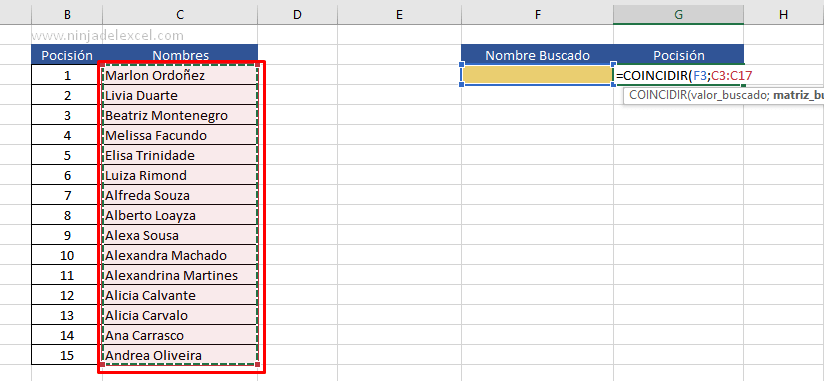 Aprenda Función Coincidir en Excel