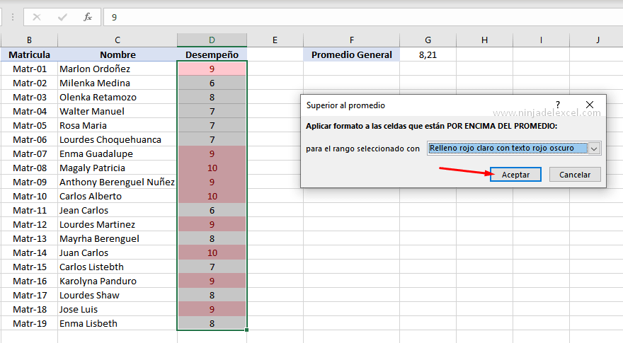 Como hacer Formato Condicional Superior al Promedio en Excel