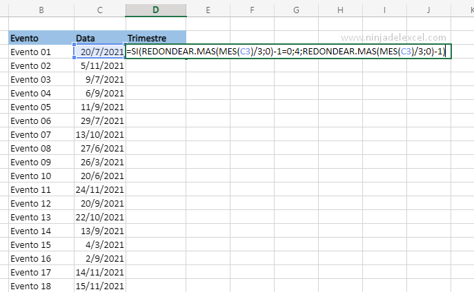 Encontrar el Trimestre Contable en Excel