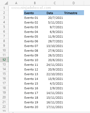 Encontrar el Trimestre en Excel