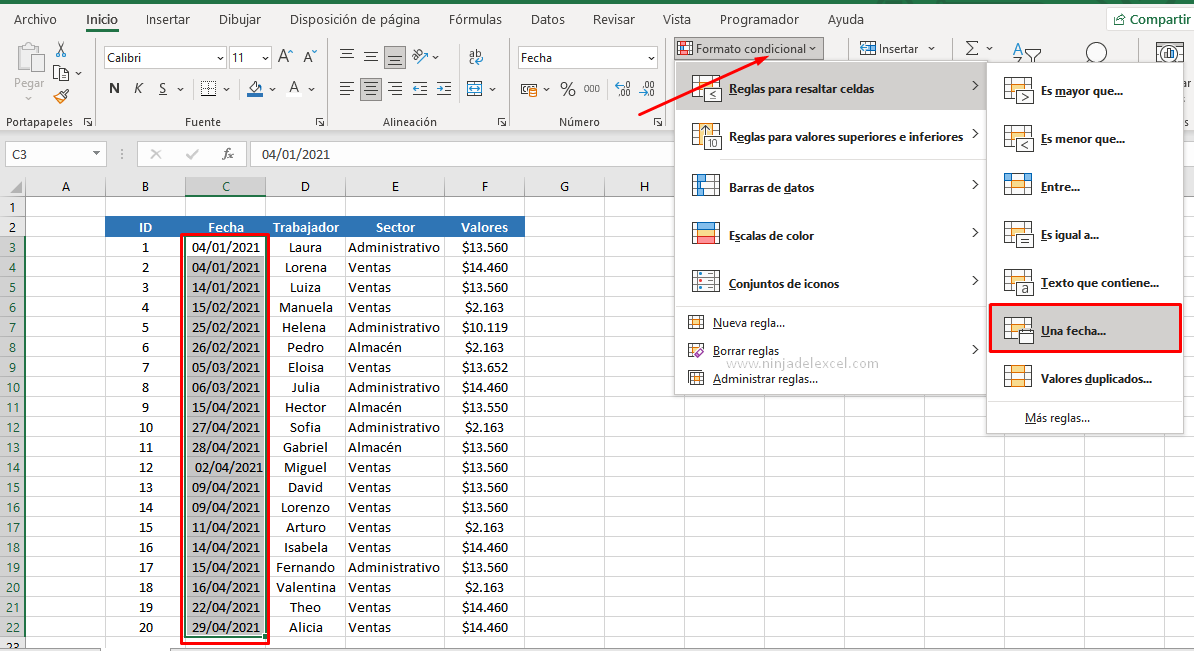 Formato Condicional de Fecha en Excel