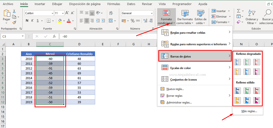 Gráfico Piramidal con Formato Condicional en Excel