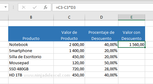 Cómo Calcular el Descuento en Excel tutorial