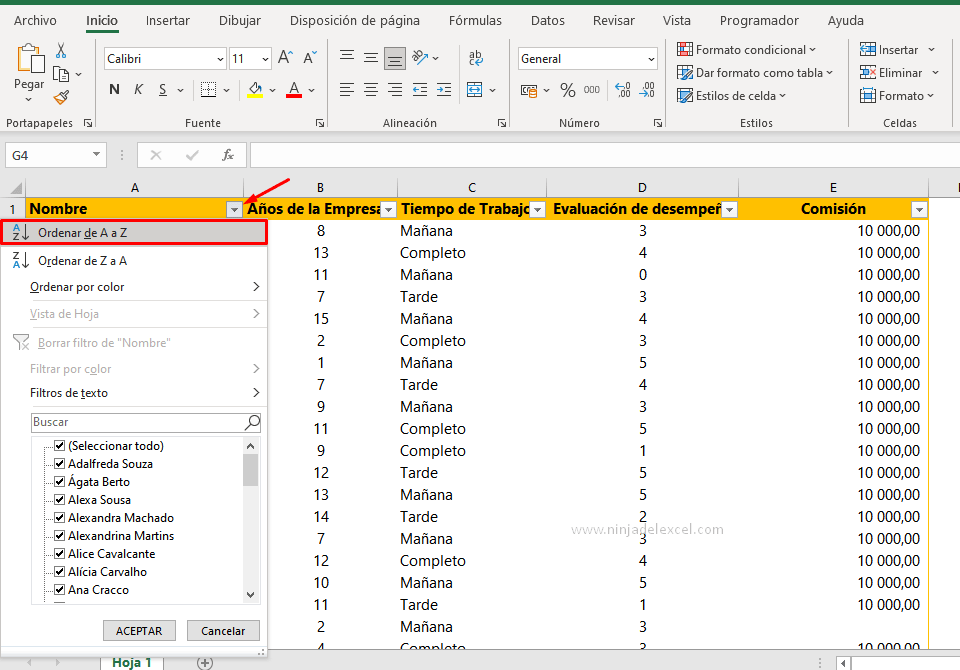 Cómo Ordenar Alfabéticamente en Excel en la practica