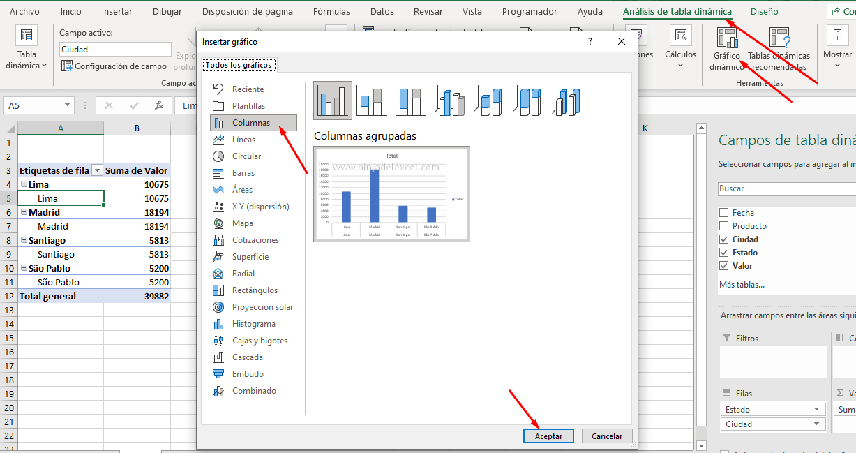 Como crear Gráfico Drill Down en Excel