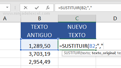 Como hacer Función SUSTITUIR en Excel