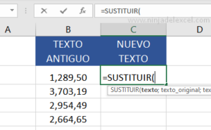 Función SUSTITUIR en Excel