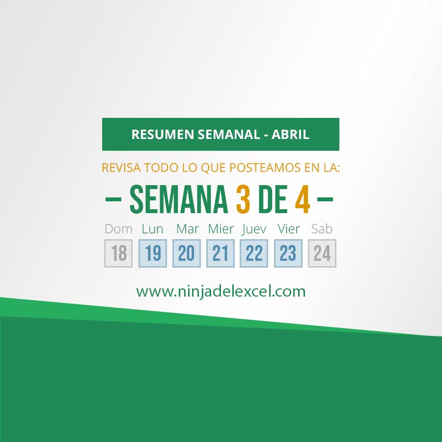 Resumen Semanal De Excel Abril De Ninja Del Excel