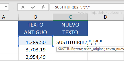 buscar Función SUSTITUIR en Excel