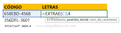 Aprender EXTRAE en Excel