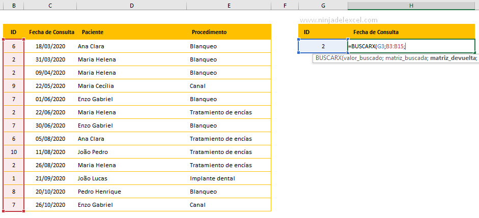Buscar Función BUSCARX Bidimensional en Excel