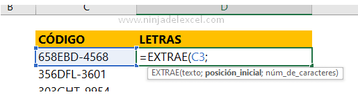 Buscar Función EXTRAE en Excel