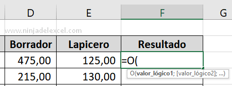 Función O en Excel