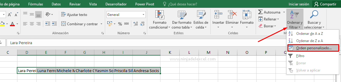 Buscar Ordenar (Datos) Filas en Horizontal en Excel