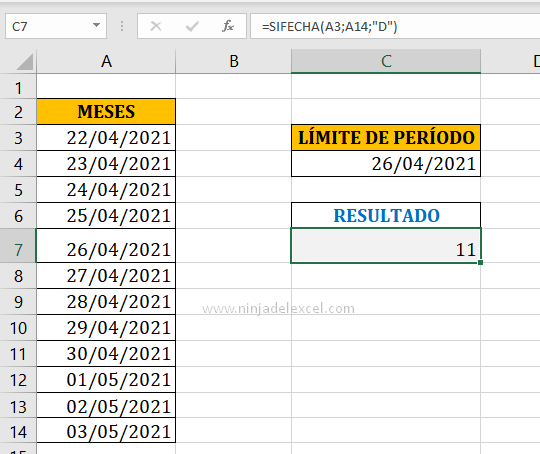 Aprenda Como Usar la Función SIFECHA para Limitar el Número de Días en Excel