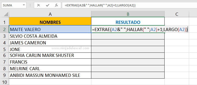 Aprende Cómo Extraer el Segundo Nombre en Excel