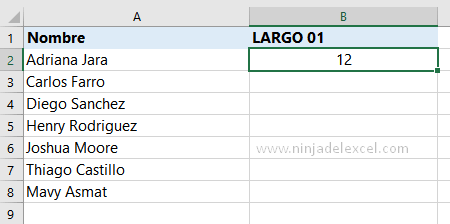 Buscar Función LARGO en Excel