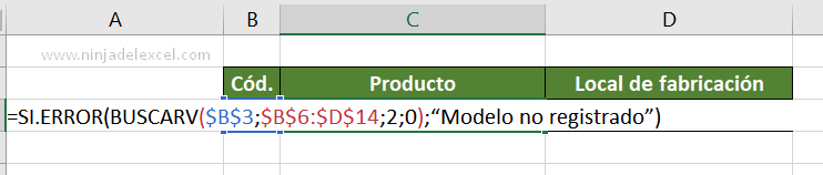 Buscar Función SI.ERROR en Excel