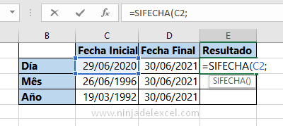 Buscar Función SIFECHA en Excel