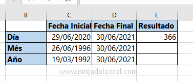 Paso a paso Función SIFECHA en Excel