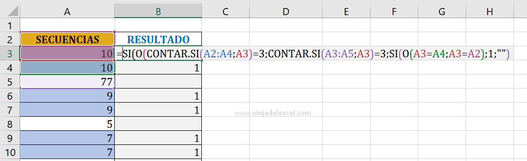 Toturial Buscando Secuencia 2 Números Consecutivos en Excel