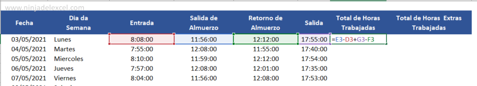 Como Calcular Horas Trabajadas En Excel Ninja Del Excel