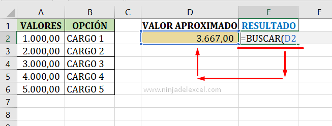 Valor Aproximado Función BUSCAR en Excel en la practica