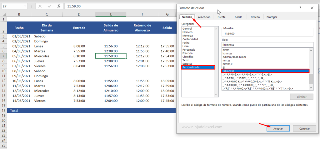 Como Calcular Horas Trabajadas En Excel Ninja Del Excel