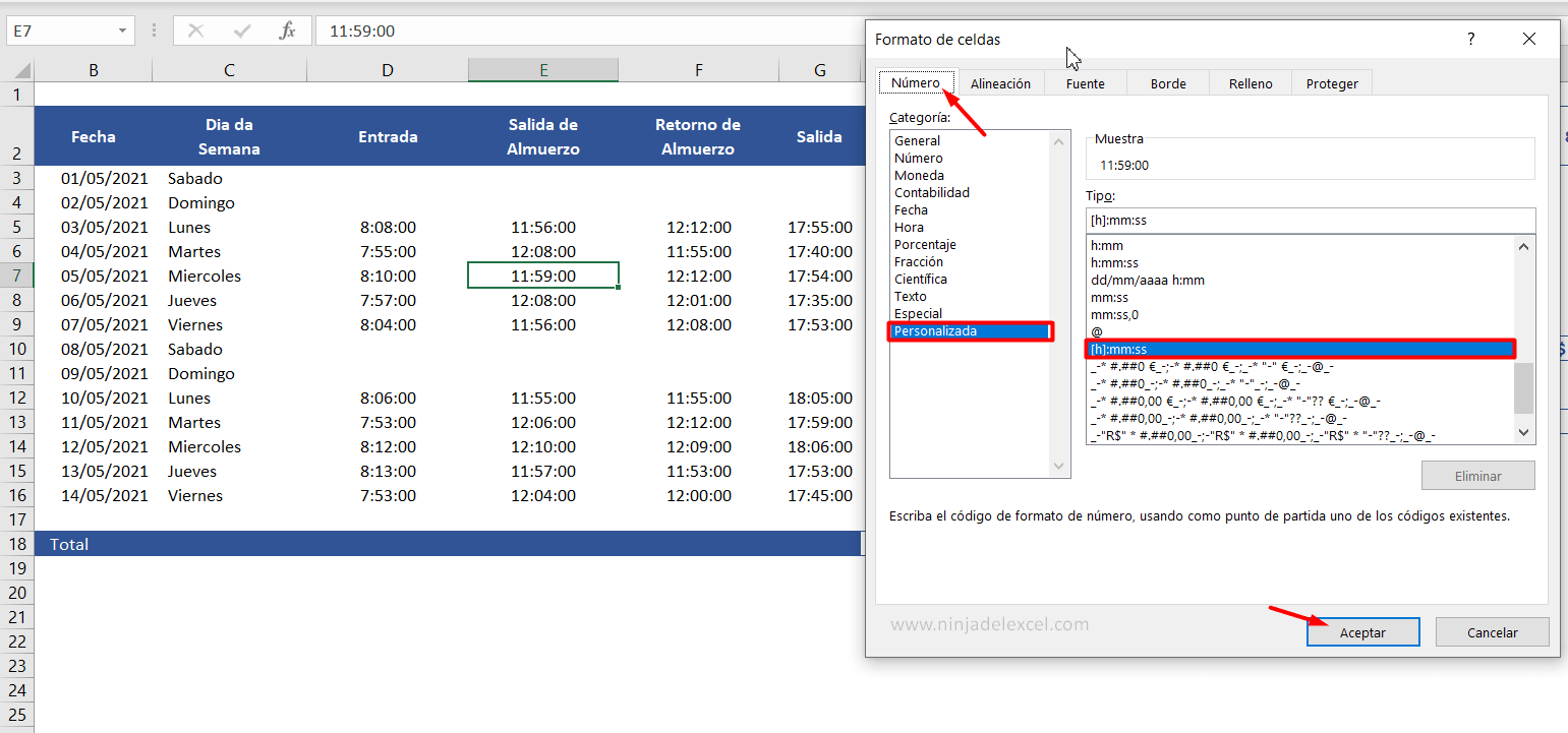 Como Calcular Horas Trabajadas en Excel tutorial