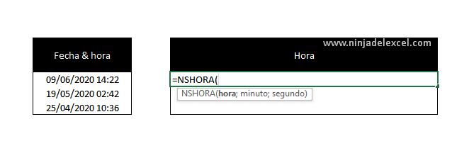 Como Extraer Hora en Excel con la Función NSHORA
